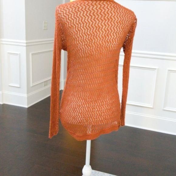 Kirra Copper Colored Open Weave Long Sleeve Sweater Size Small - Picture 3 of 5